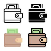 collection de styles d'icônes de portefeuille vecteur