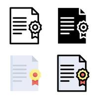 collection de styles d'icônes de certificat vecteur