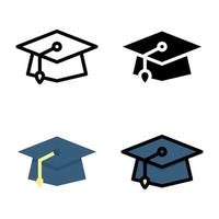 collection de styles d'icônes de chapeau de graduation vecteur