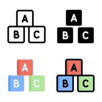 collection de styles d'icônes de bloc abc vecteur