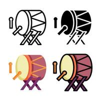 collection de styles d'icônes musulmanes de tambour vecteur