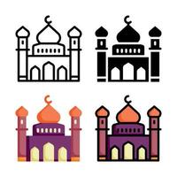 collection de styles d'icônes de mosquée vecteur