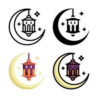 collection de styles d'icônes de lanterne de lune vecteur