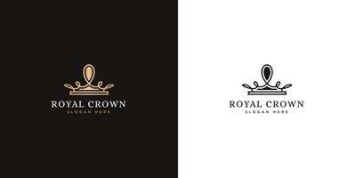 logo de la couronne vintage roi royal reine création de logo abstrait vecteur