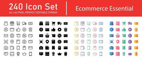 pack d'icônes essentielles de commerce électronique vecteur