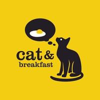 logo petit déjeuner chat vecteur