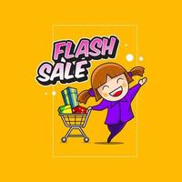 illustration flashsale shopping heureux enfants gens shopping cadeaux vecteur