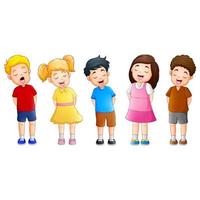 groupe de dessin animé d'enfants chantant ensemble vecteur