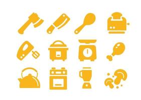 conception vectorielle, icône d'outil de cuisine ou jeu de symboles