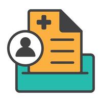 icône plate du dossier médical du patient pour les applications ou les sites Web vecteur