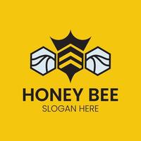 logo et symbole d'abeille en nid d'abeille image vectorielle