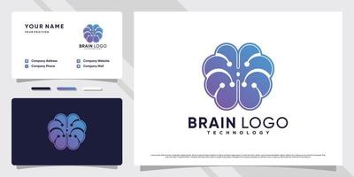 illustration de conception de logo de technologie de cerveau intelligent avec concept simple et vecteur premium de carte de visite