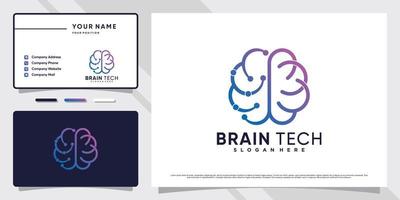 illustration de conception de logo de technologie cérébrale avec concept créatif et modèle de carte de visite vecteur premium