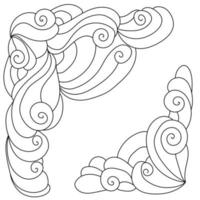 coin dudle linéaire avec boucles et vagues, cadre décoratif avec motifs fantaisie vecteur