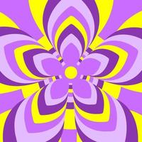 fond rétro coloré dans les couleurs jaunes et violettes. fond de vecteur psychédélique abstrait. tunnel de fleurs dans le style des années 70, 80