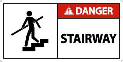 Signe d'escalier de danger sur fond blanc vecteur