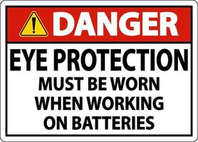 danger lorsque vous travaillez sur des batteries signe sur fond blanc vecteur
