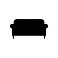 silhouette de canapé. élément de design icône noir et blanc sur fond blanc isolé vecteur