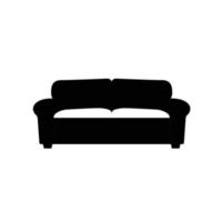silhouette de canapé. élément de design icône noir et blanc sur fond blanc isolé vecteur