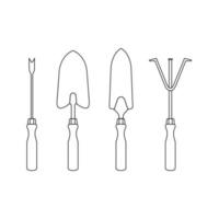 outils de jardinage contour icône illustration sur fond blanc isolé vecteur