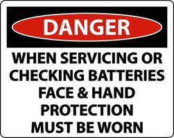 danger lors de l'entretien des batteries signe sur fond blanc vecteur