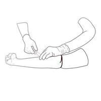 image d'illustration vectorielle un médecin utilisant une aiguille pour prélever du sang d'un enquêteur pour vérifier le corps vecteur