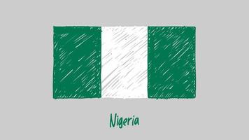 nigeria pays drapeau marqueur ou croquis au crayon vecteur d'illustration