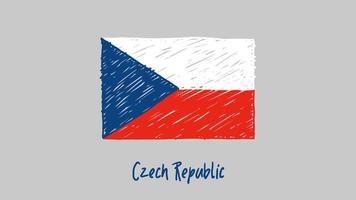 marqueur de drapeau de pays national de la république tchèque ou vecteur d'illustration de croquis au crayon
