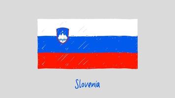 slovénie pays drapeau marqueur ou crayon croquis illustration vecteur