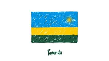 drapeau national du rwanda marqueur ou croquis au crayon vecteur d'illustration
