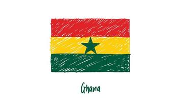 drapeau national du ghana marqueur ou croquis au crayon vecteur d'illustration