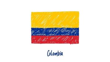 marqueur de drapeau de pays national colombie ou vecteur d'illustration de croquis au crayon