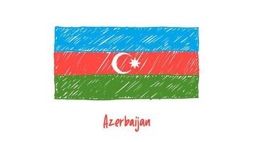 marqueur de drapeau de pays national azerbaïdjan ou vecteur d'illustration de croquis au crayon