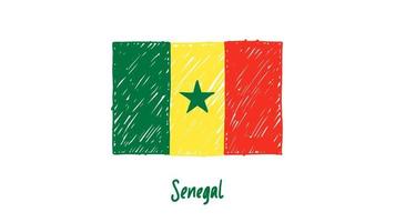 marqueur de drapeau national du sénégal ou vecteur d'illustration de croquis au crayon