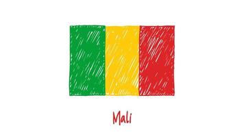 mali national pays drapeau marqueur ou crayon croquis illustration vecteur
