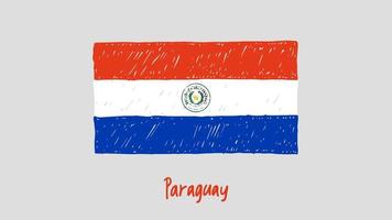 drapeau national du paraguay marqueur ou croquis au crayon vecteur d'illustration