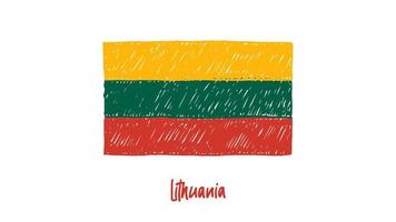 marqueur de drapeau national de la lituanie ou vecteur d'illustration de croquis au crayon