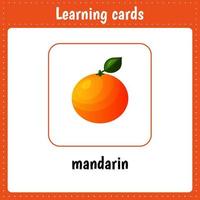 cartes d'apprentissage pour les enfants. fruit. mandarin. vecteur