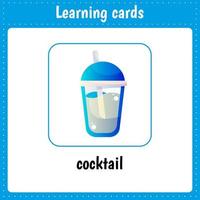 cartes d'apprentissage pour les enfants. cocktail. limonade. vecteur