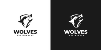 illustration de la conception du logo du loup hurlant vecteur
