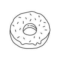 un beignet dans un style de doodle linéaire simple. illustration vectorielle de nourriture isolée. vecteur