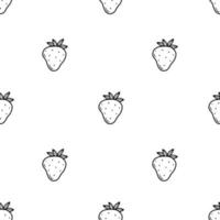 modèle sans couture noir et blanc avec des fraises dans un style doodle. fond d'illustration vectorielle. vecteur