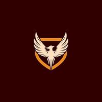 conception de logo ou d'icône phoenix et bouclier vecteur