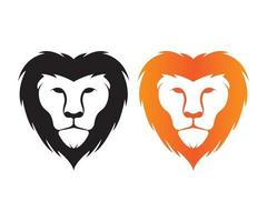 conception de tête de lion en noir et blanc et orange vecteur