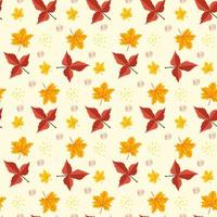 motif d'automne sans couture avec des feuilles d'érable orange sur fond jaune. impression d'automne lumineuse pour le textile et le design. illustration vectorielle plate vecteur