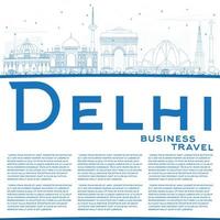 décrivez l'horizon de delhi avec des bâtiments bleus et copiez l'espace. vecteur