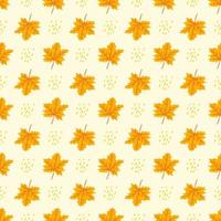 motif d'automne sans couture avec des feuilles d'érable orange sur fond jaune. impression d'automne lumineuse pour le textile et le design. illustration vectorielle plate vecteur