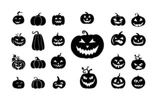 silhouettes d'halloween icônes et personnages noirs trumpkin t-shirt drôle halloween citrouille boo sorcière fantôme crâne chauve-souris squelette illustration vectorielle. vecteur