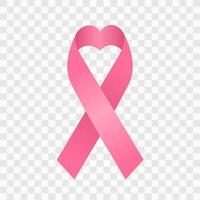 ruban rose réaliste, symbole de sensibilisation au cancer du sein, illustration vectorielle. vecteur