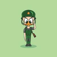 caricature de mascotte de l'armée de poulet vecteur